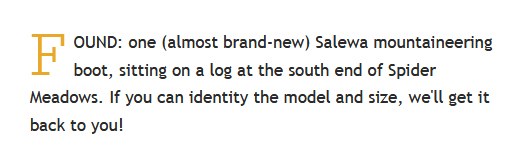 From spider meadows trip report