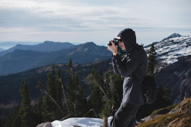 Photographer at Mount Rainier National Park. Photo by Erik Haugen-Goodman.