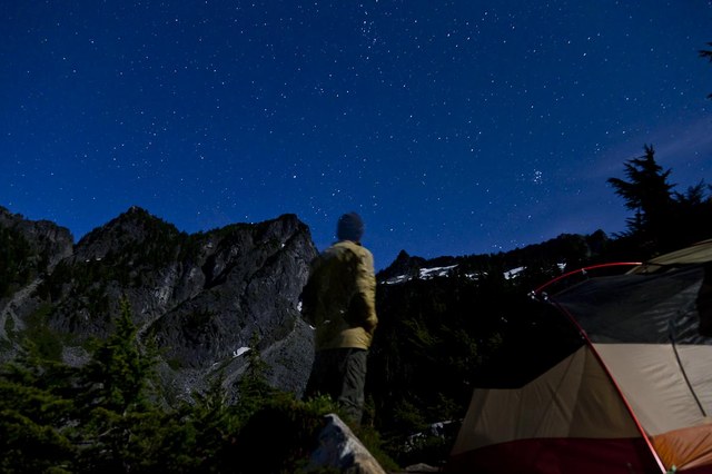 Ajay Varma on stargazing at Boulder Lake. "I woke up at 3 in the morning, got out of my tent and saw the most beautiful sky. I set my camera on a long exposure and walked into the frame."