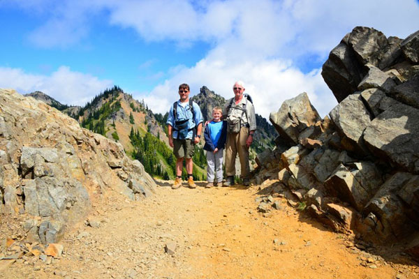 Bob with his son and grandson at Sourdough Gap in August. 