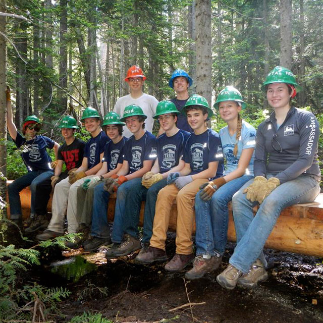 Youth volunteer vacations are a great way to meet new friends and get a great experience while giving back to trails. Photo by Austin Easter. 