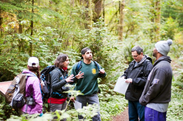 Krista Dooley leading a hiking workshop for OLT