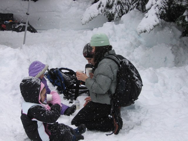 Warm drinks in the snow make for a fun outing. Photo by Kindra Ramos.