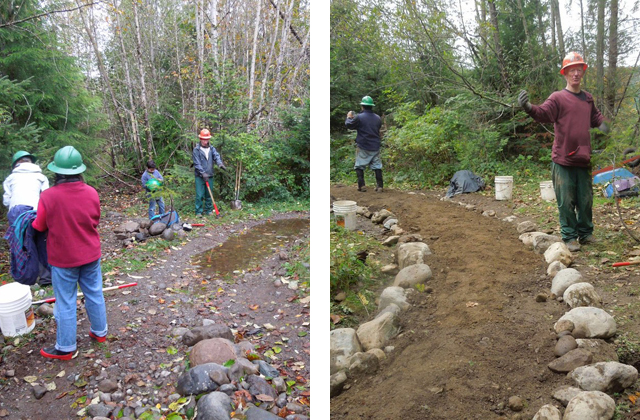 Jim Springberg helped oversee improved turnpikes on the new Mailbox Peak trail mean dry feet for hikers. Photo by Taum Sauk. 
