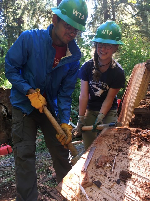 Youth volunteers improving the Hoh River Trail.Photo by Austin Easter.