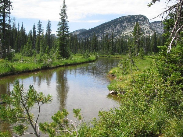 Thoroughfare between Two Mouth Lakes looking west