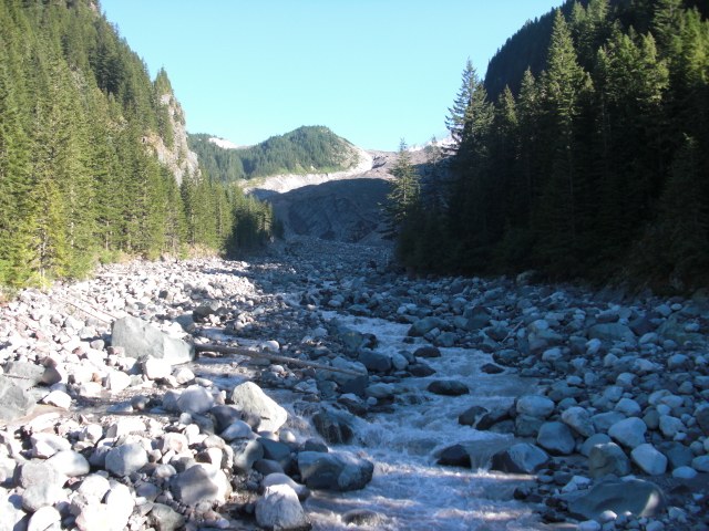 Carbon Glacier from suspension bridge.