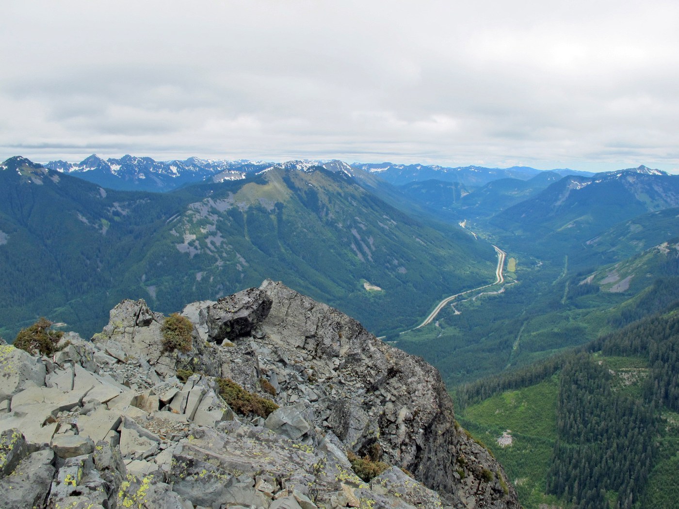 View of I-90 atop McClellan Butte, by Karen Portin