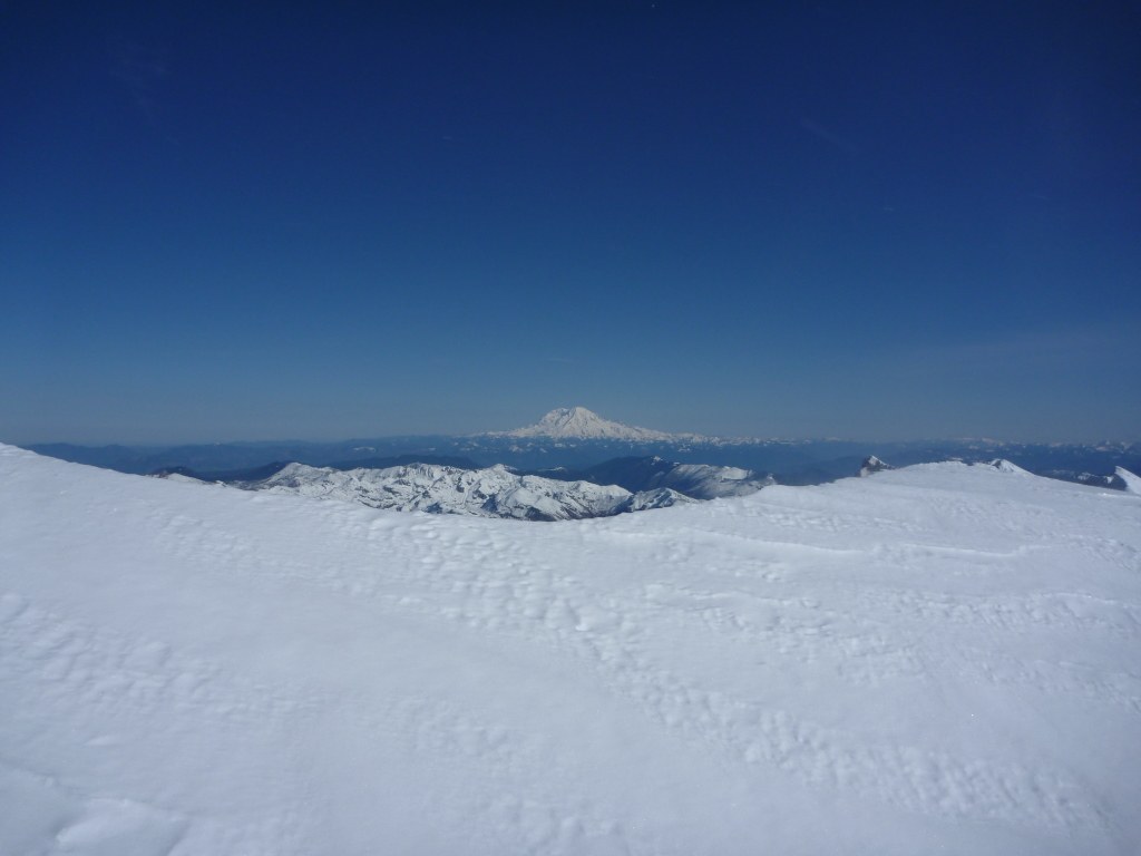 Looking over the crater rim towards Mt Rainier