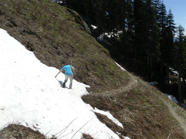 Steep snow patches.