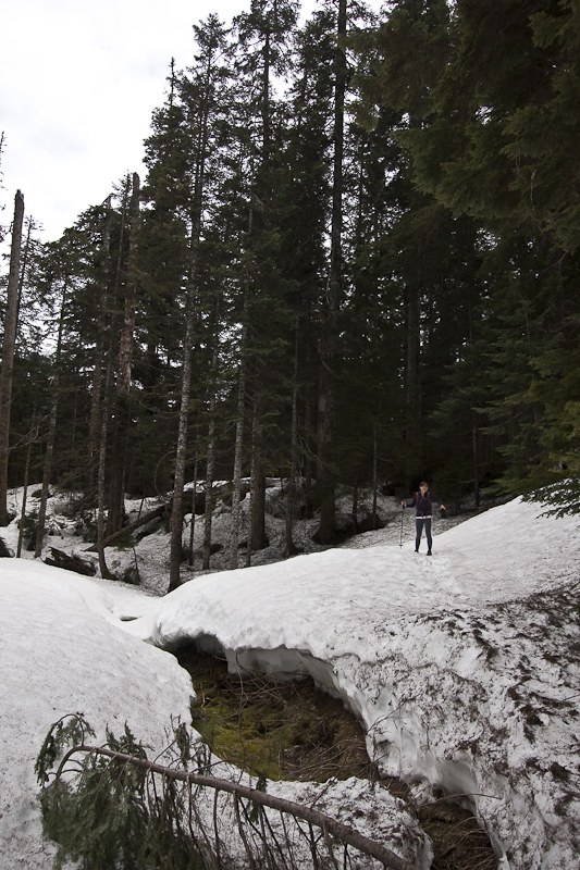 Deep snow not far from the creek crossing.