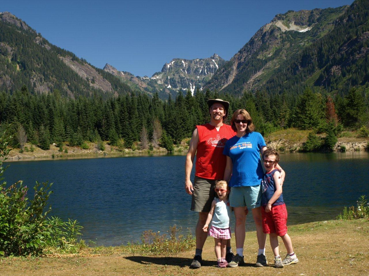 Alaska Mountain (and my family) from the Gold Creek Pond picnic area. Photo by tripod!