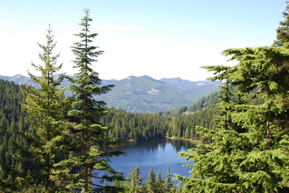 A look down to Olallie Lake.
