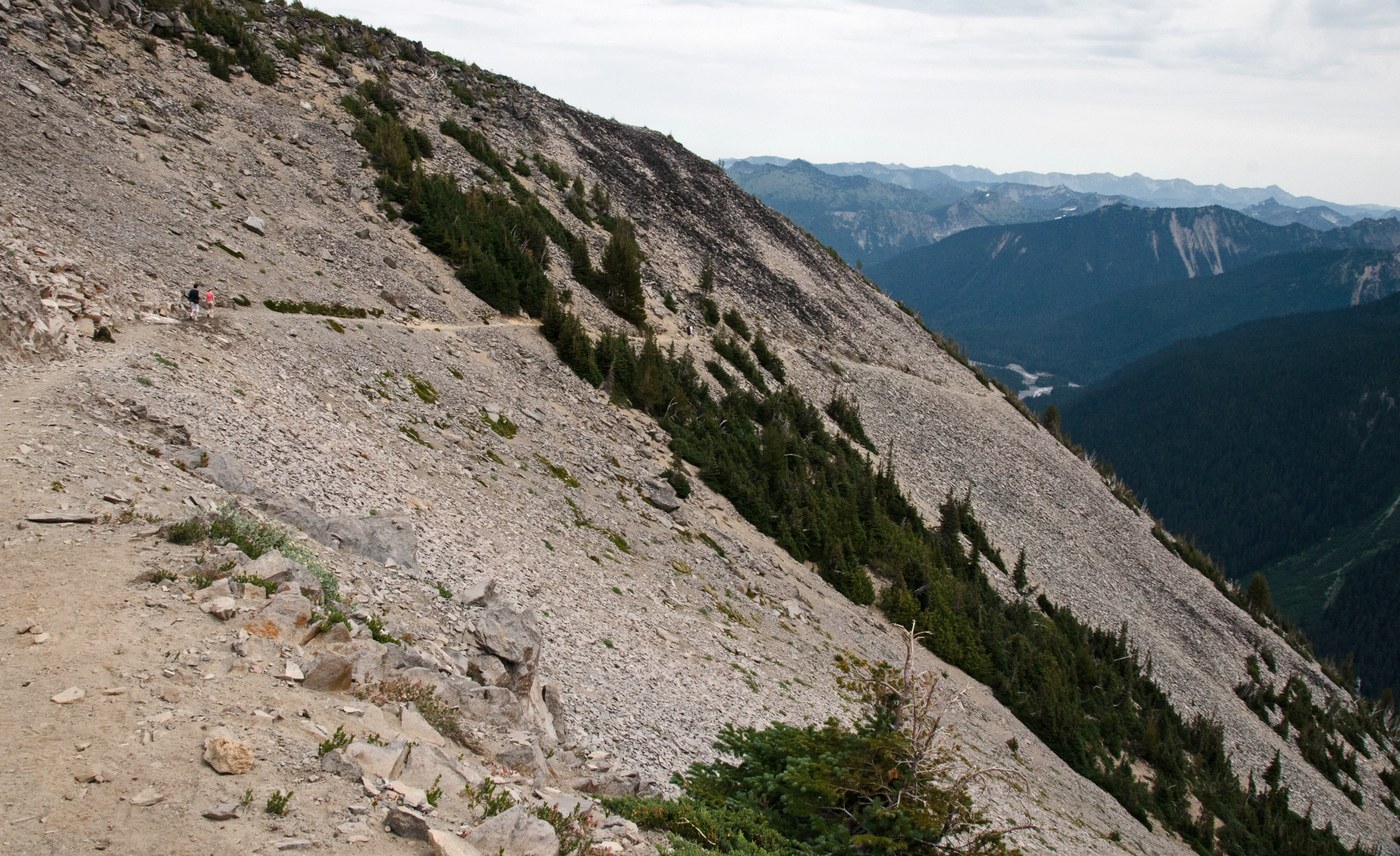 The trail along the Burroughs Loop, heading down towards Sunrise.