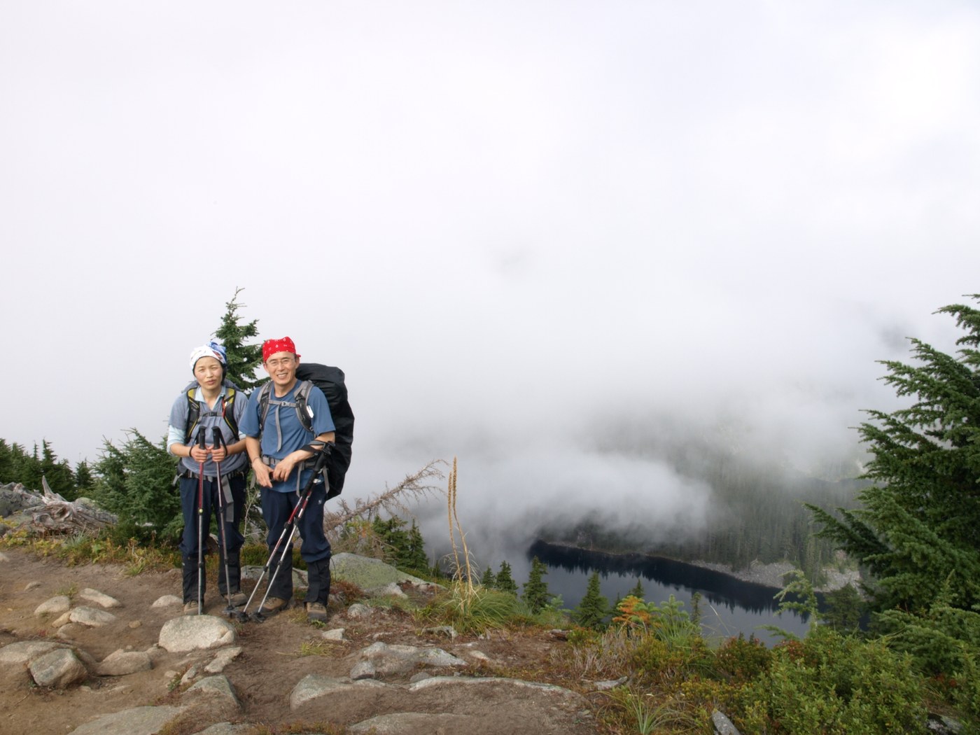 Near the summit with Mason Lake in the background