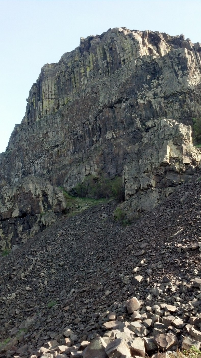 Looking up the southern cliff face from camp.