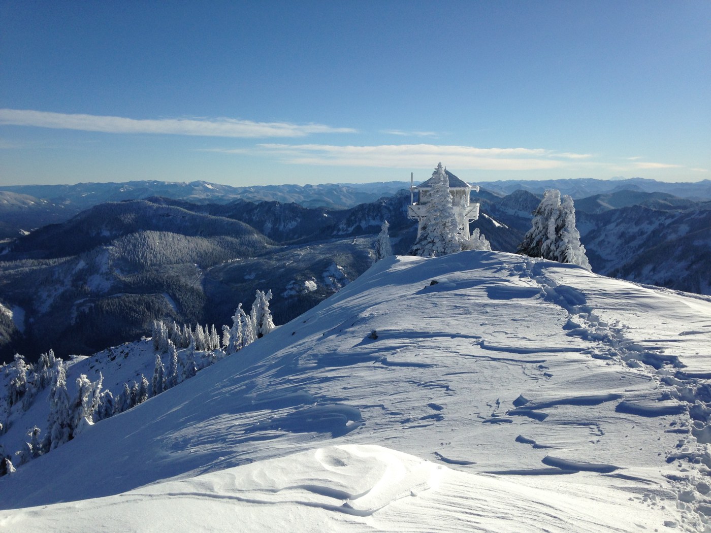 Looking south from the summit to the Lookout Tower.