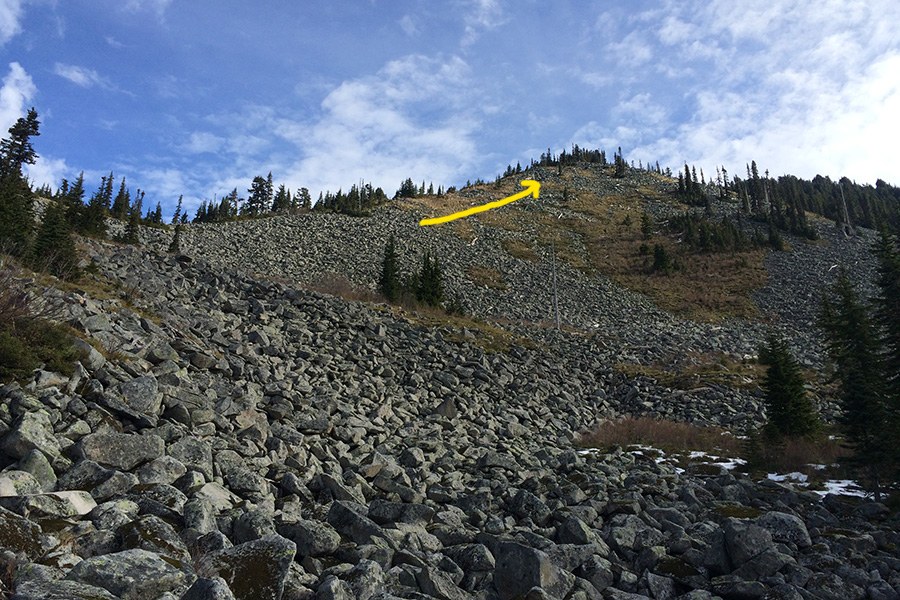 Talus field to west summit
