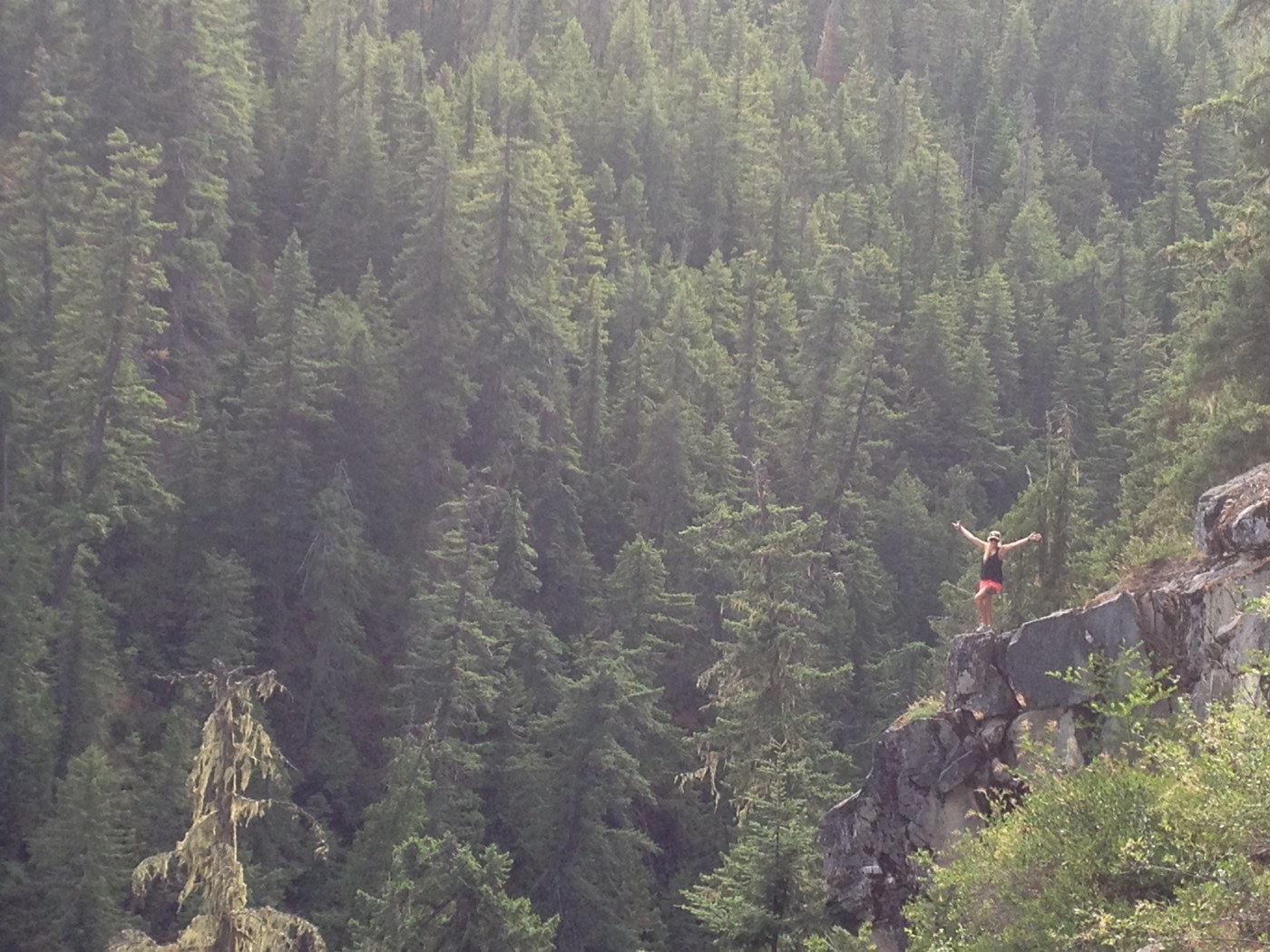 A ledge you can climb onto near the beginning as well, make sure you are a confident climber with good shoes though!