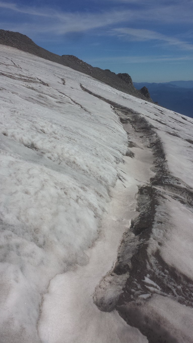 I decided to walk around the transverse crevasses, even though they were pretty wide.