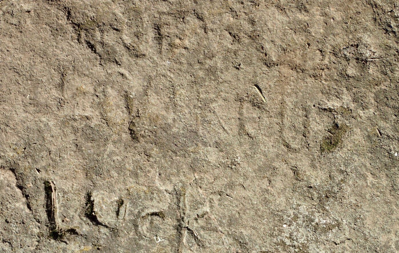 "LOOKOUT" Carved Into Summit Rocks
