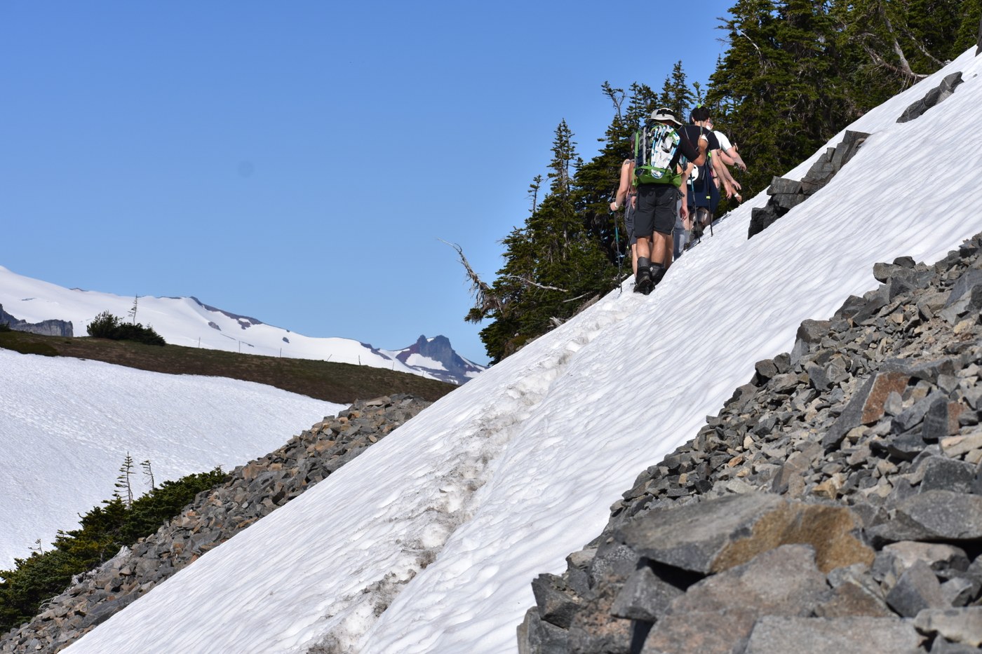 One of the snow crossings along Sourdough Ridge