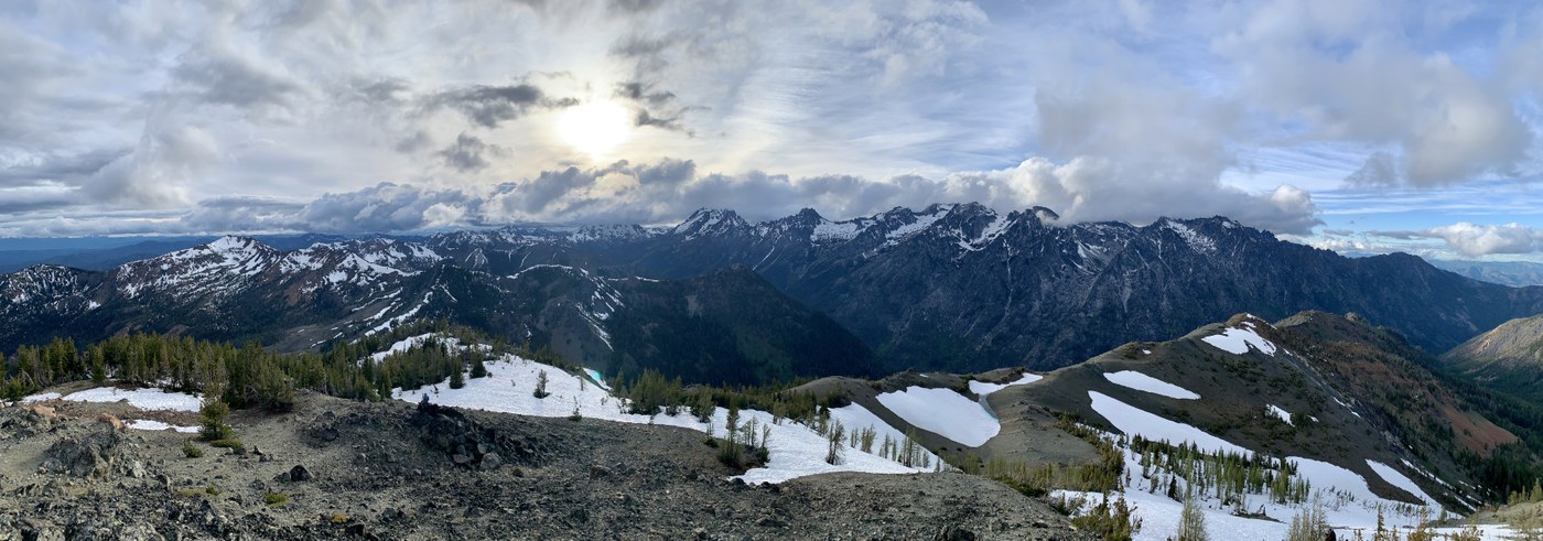 View from Navaho of the Stuart Range. The Enchantments lay on the other side.