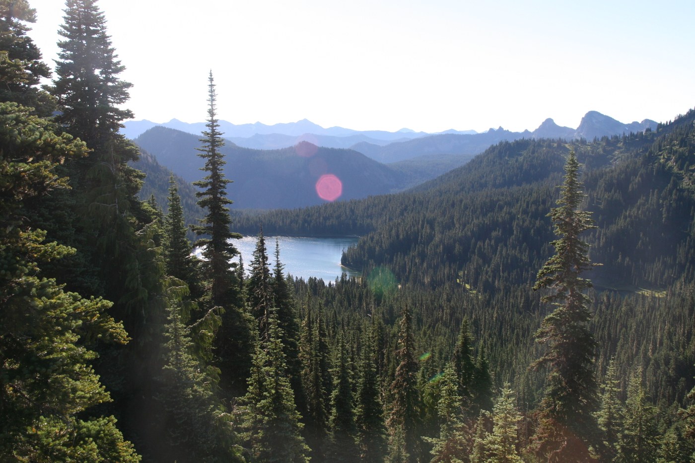 Looking down on the larger of the two Dewey Lakes