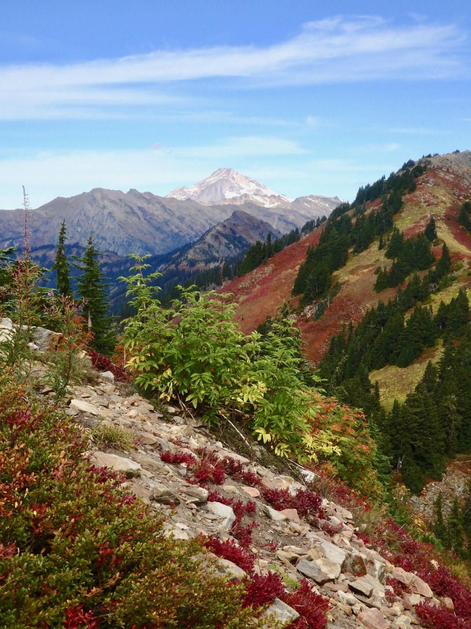 Looking north to Glacier Peak from Poe Mountain