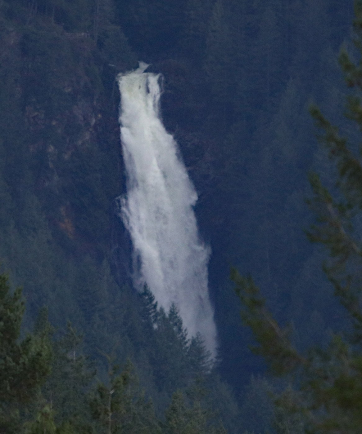 Wallace Falls from Hwy 2 (600mm telephoto)
