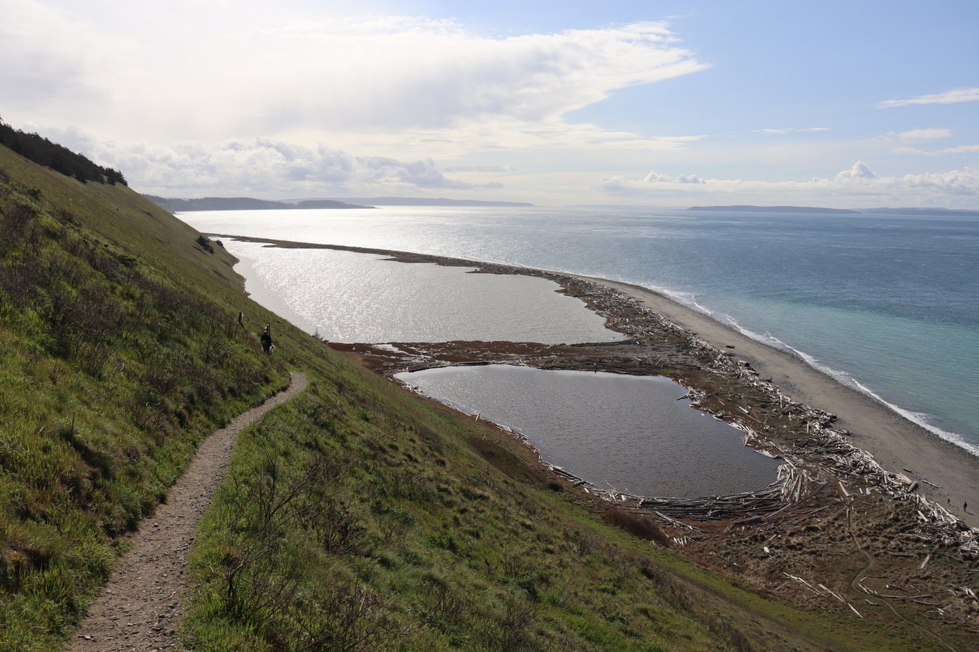 View from the switchbacks looking south east across Perego's Lagoon.