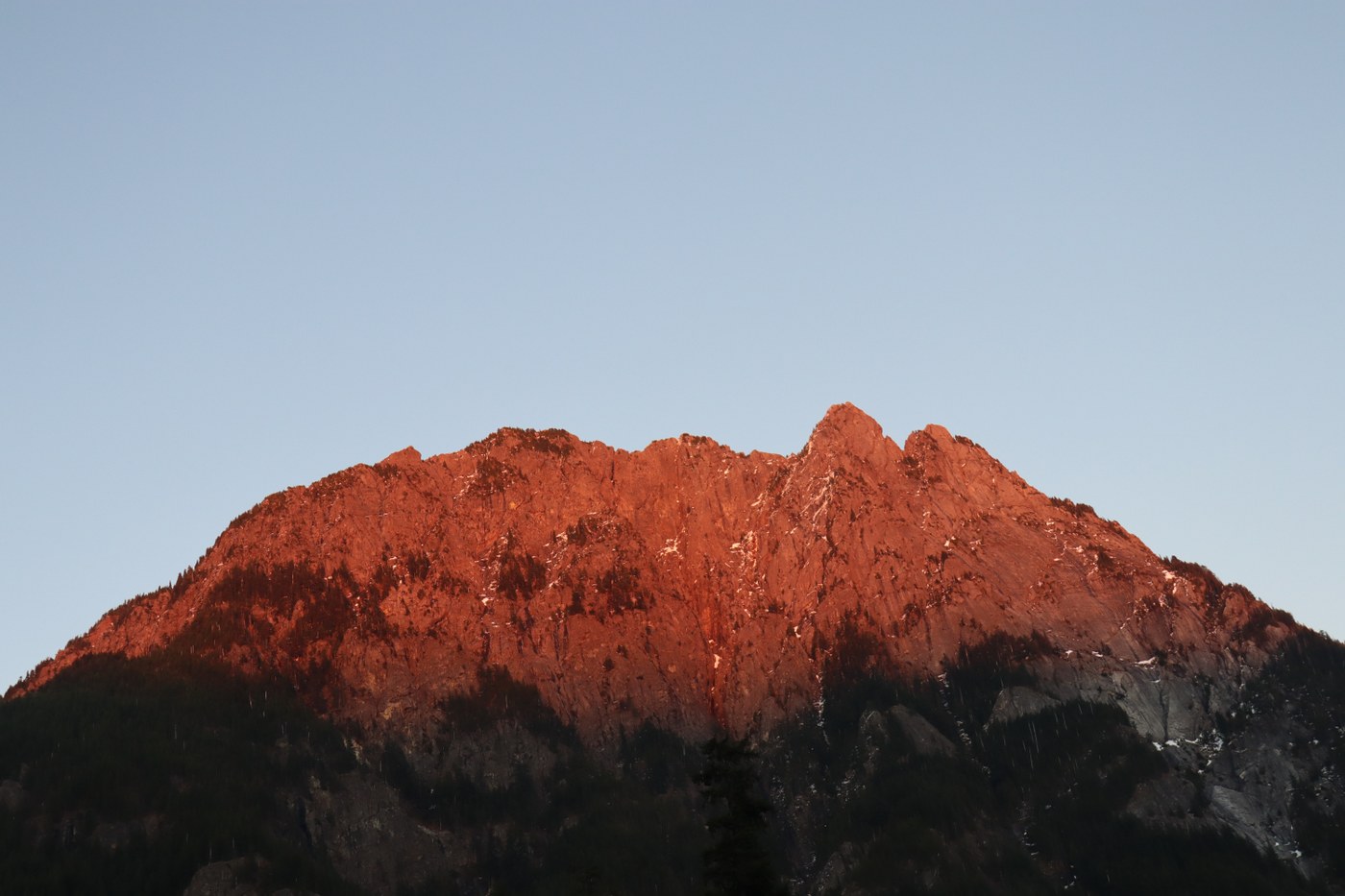 A full view of Garfield Mountain during sunset.