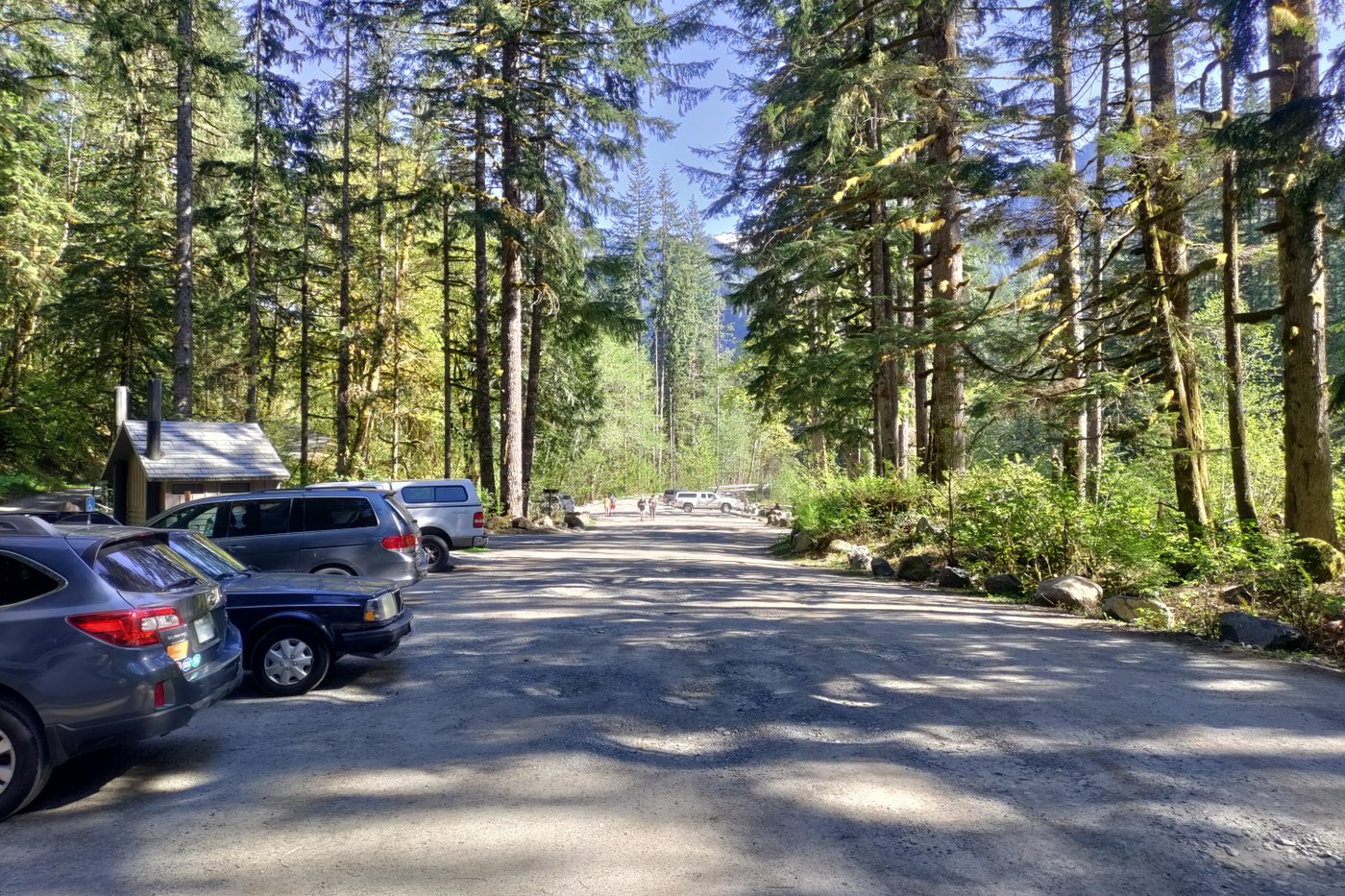 The gravel parking lot right by the trailhead.