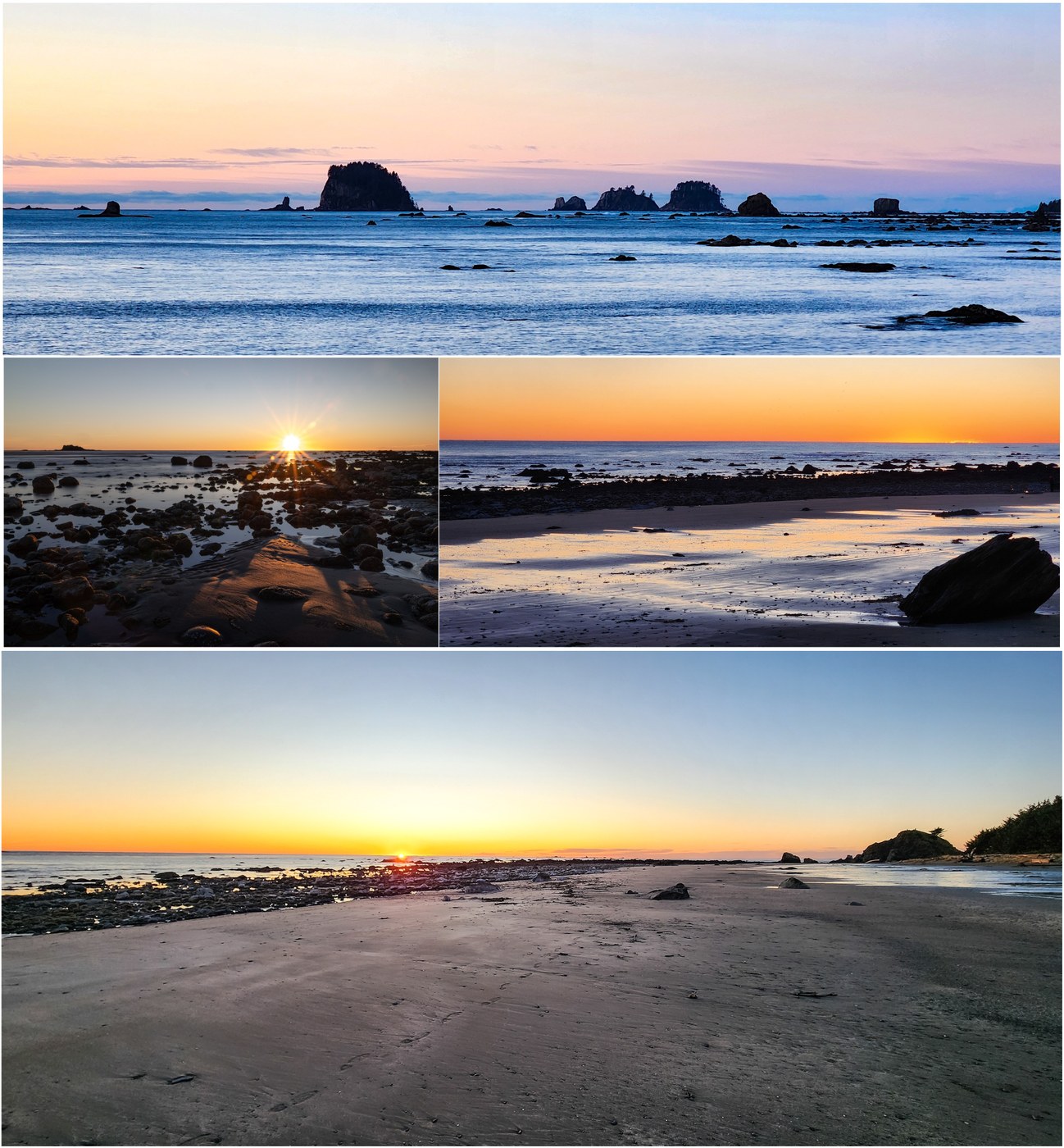 Sea stacks on the north side of Sand Point; sole beach footprints (B)