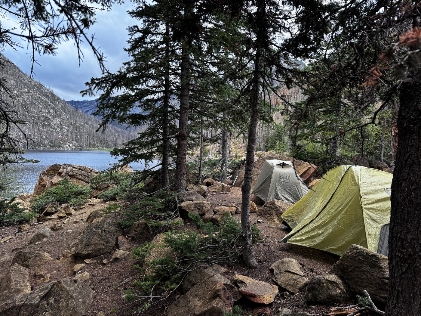 One of our Eightmile Lake campsites