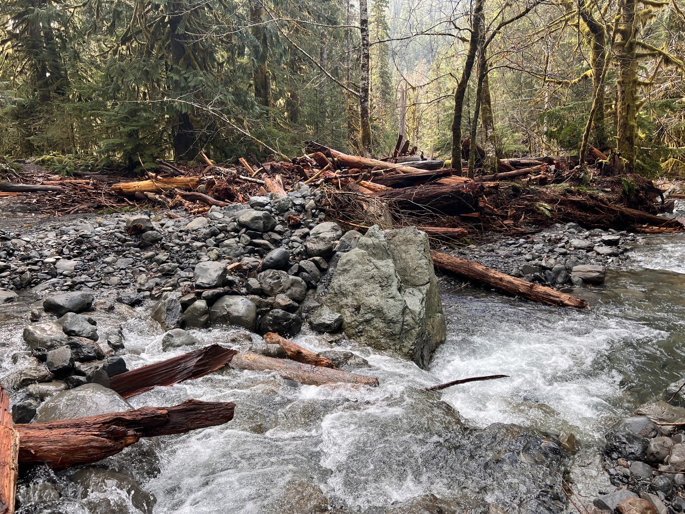 This is looking downstream from where the bridge used to be.