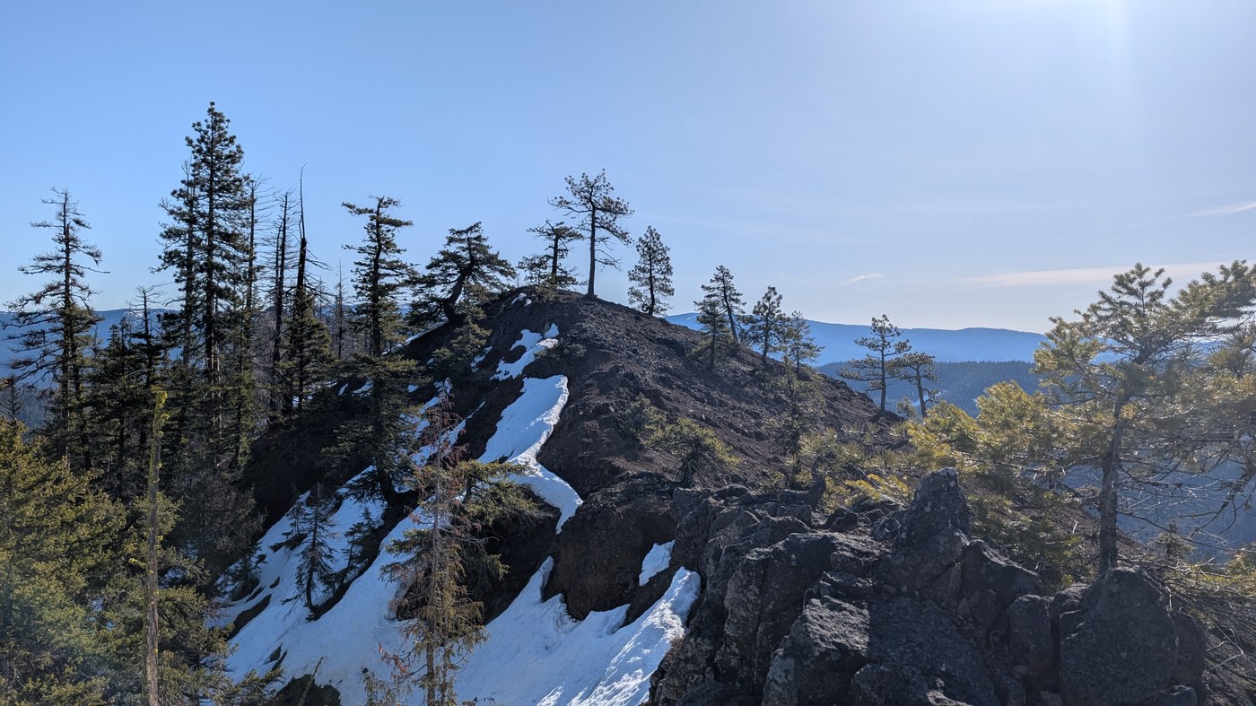 Ridge at 2.3 miles, good stopping point.