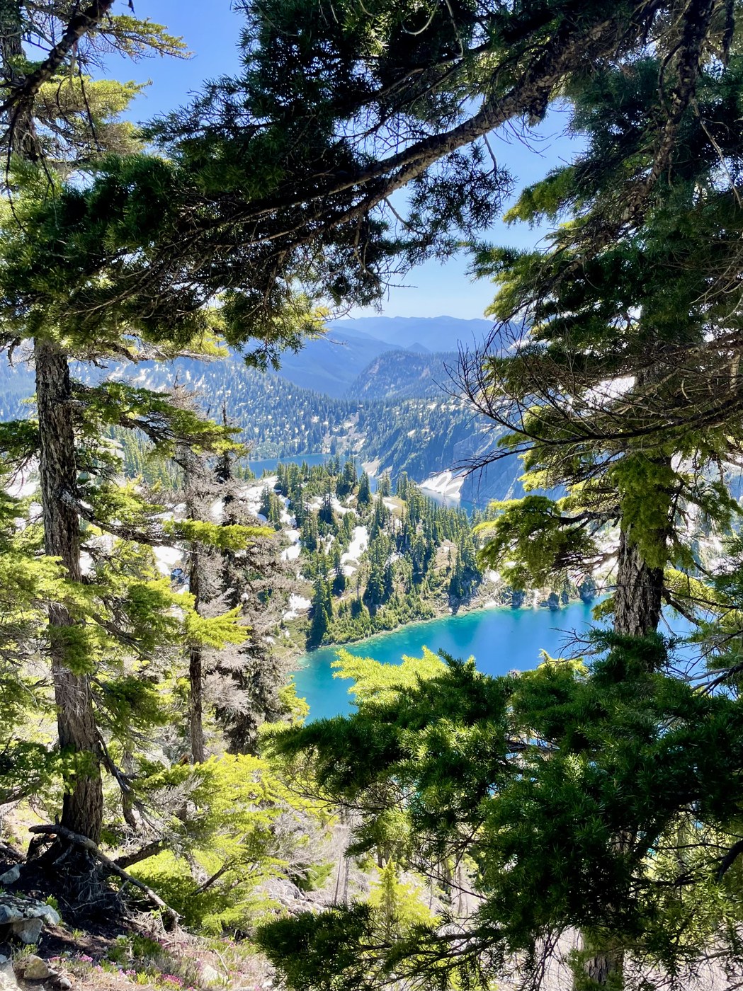 Snow and Gem Lakes from the Scrambly Descent off Wright