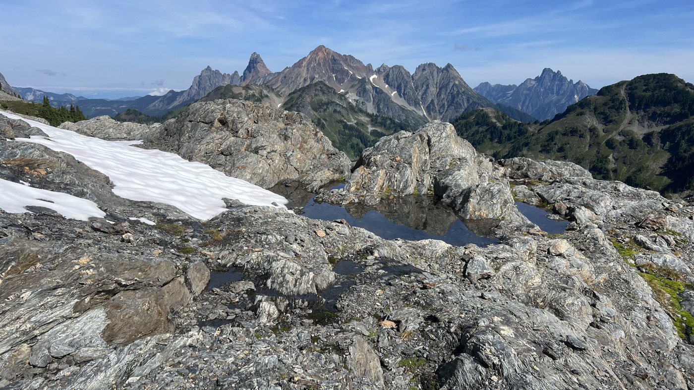 View from a tarn below the West Peak of Goat Mountain on our travesre
