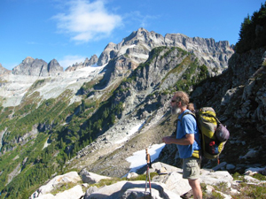 A hiker takes in the view on the Twin Lakes trail in the summer of 2012. Photo by Trip Reporter wolfwoman.